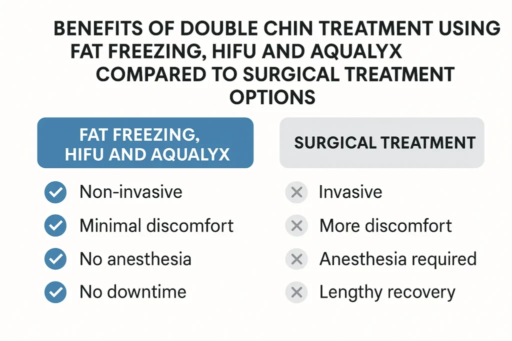 Graphic about the benefits of double chin treatment Blackwall - from LA LIPO