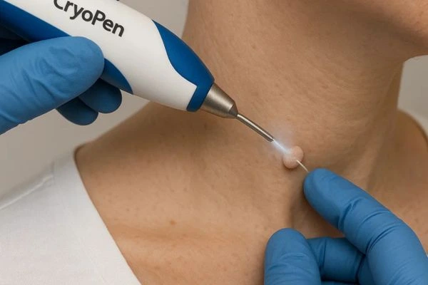Person receiving Cryotherapy skin tag removal Blackwall